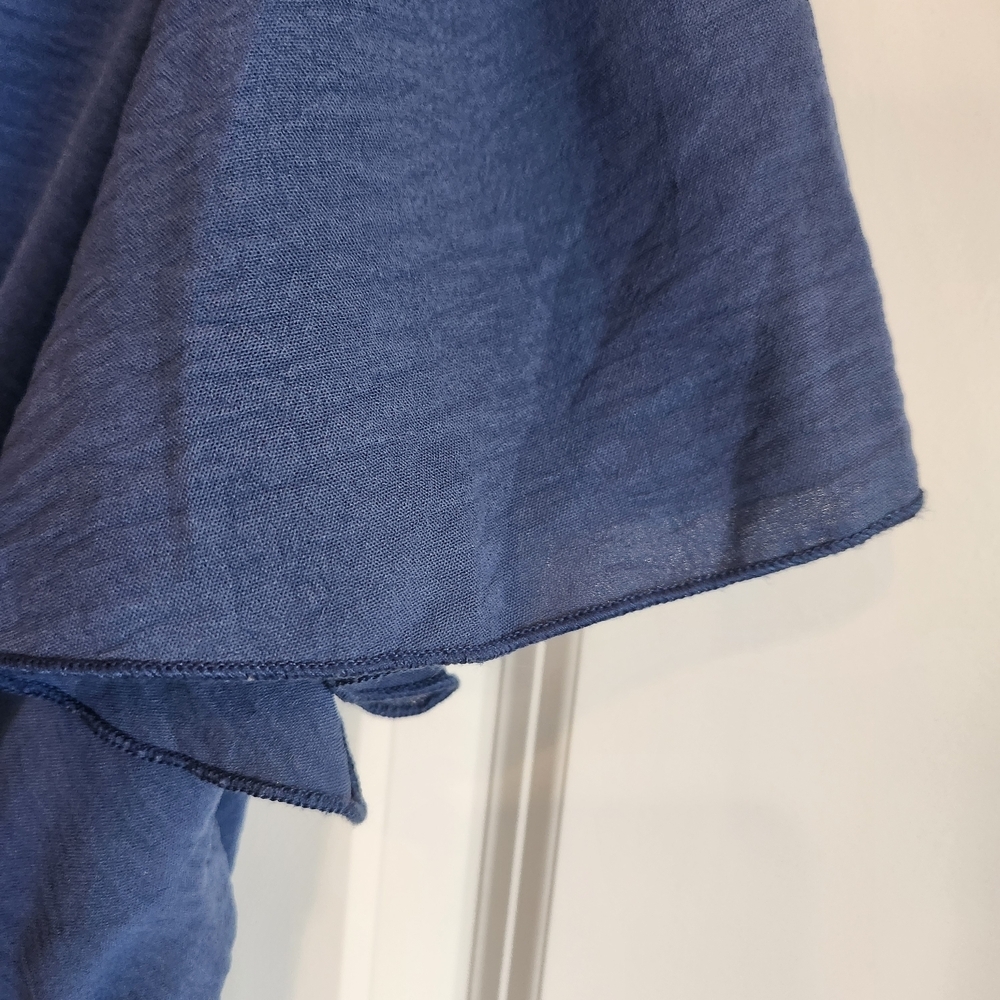 See You Monday Dusty Blue V-Neck Elastic Waist Maxi Dress Size L Flutter Sleeves - Picture 7 of 12
